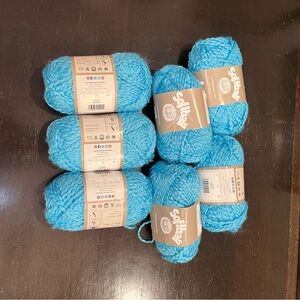 Lion Brand Softball 100% Polyester Yarn Light Blue Yarn Set of 7